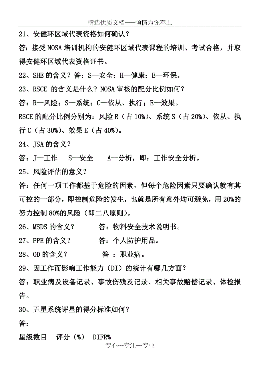 NOSA五星管理系统基础知识100题_第3页