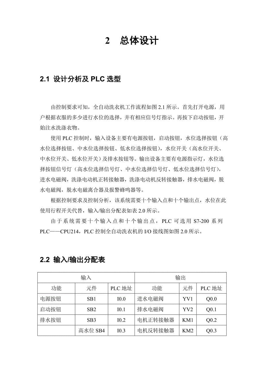 PLC课程设计-全自动洗衣机的控制设计.doc_第5页