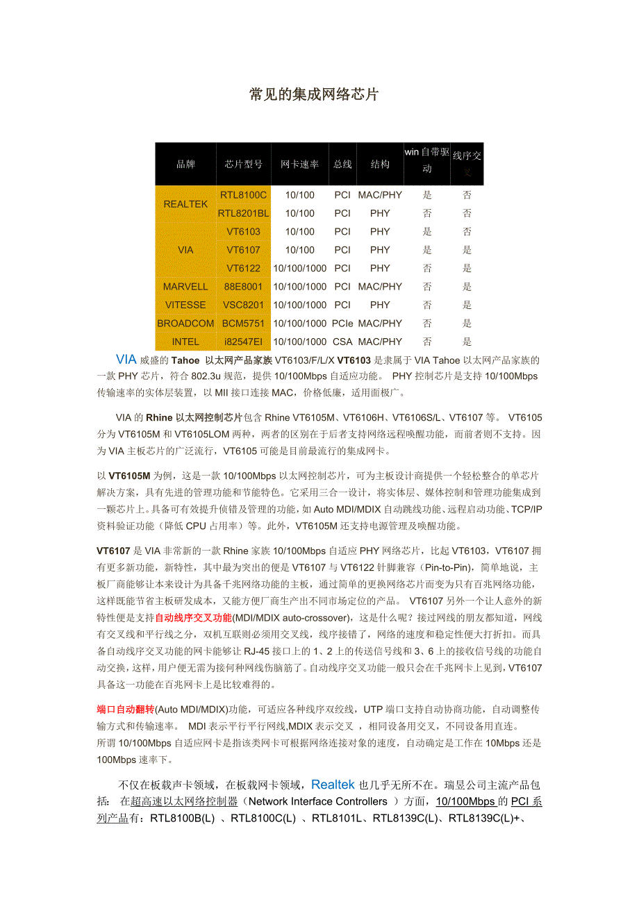 常见的集成网络芯片.docx_第1页