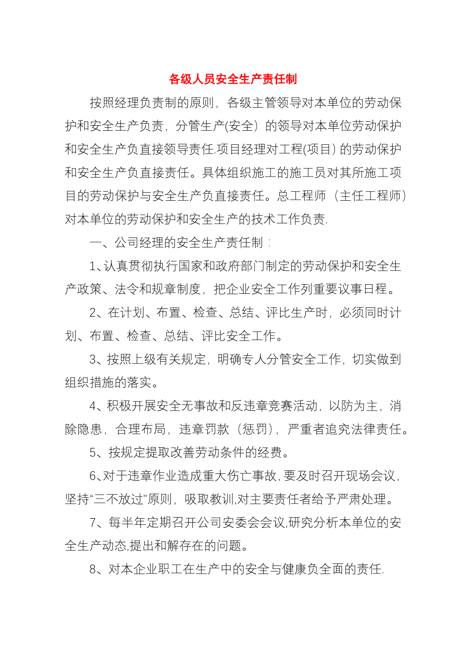 各级人员安全生产责任制.docx_第1页