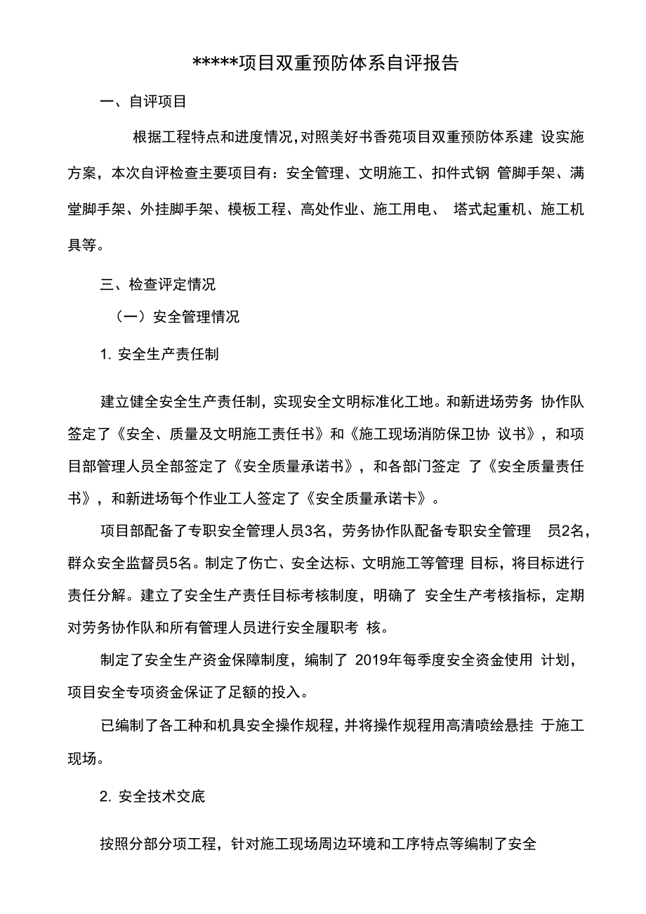 双重预防体系自评报告_第1页