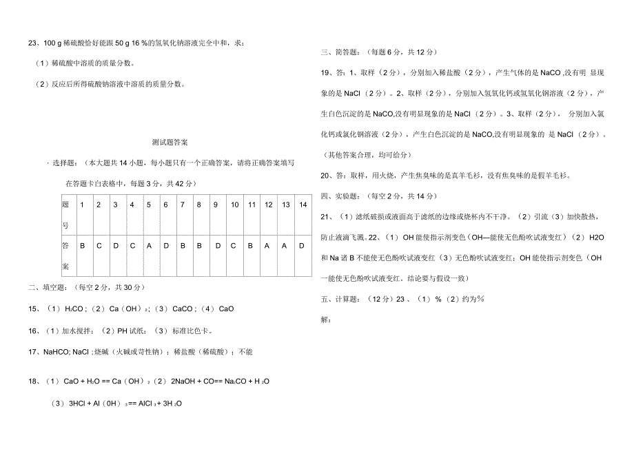 人教版九年级化学下册期末综合测试题_第4页