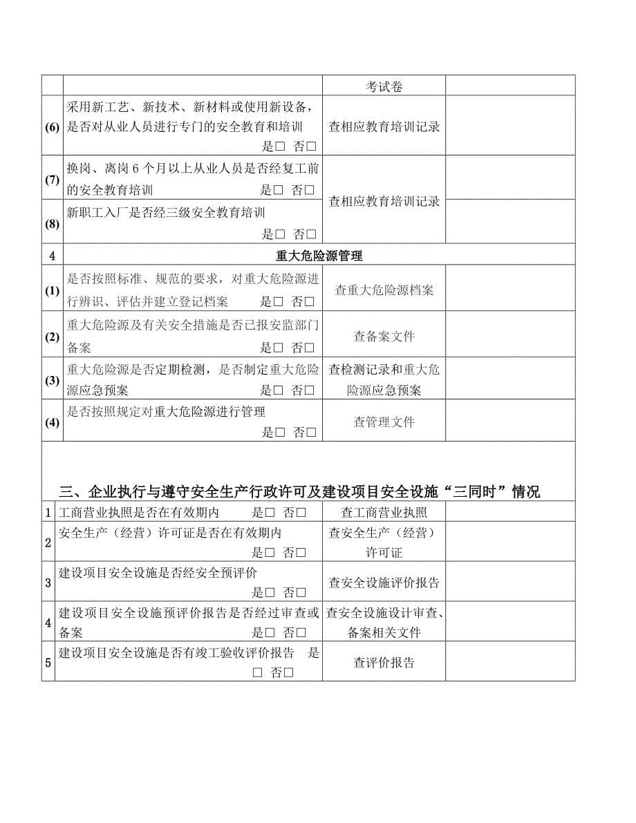 企业落实安全生产主体责任情况检查表_第5页