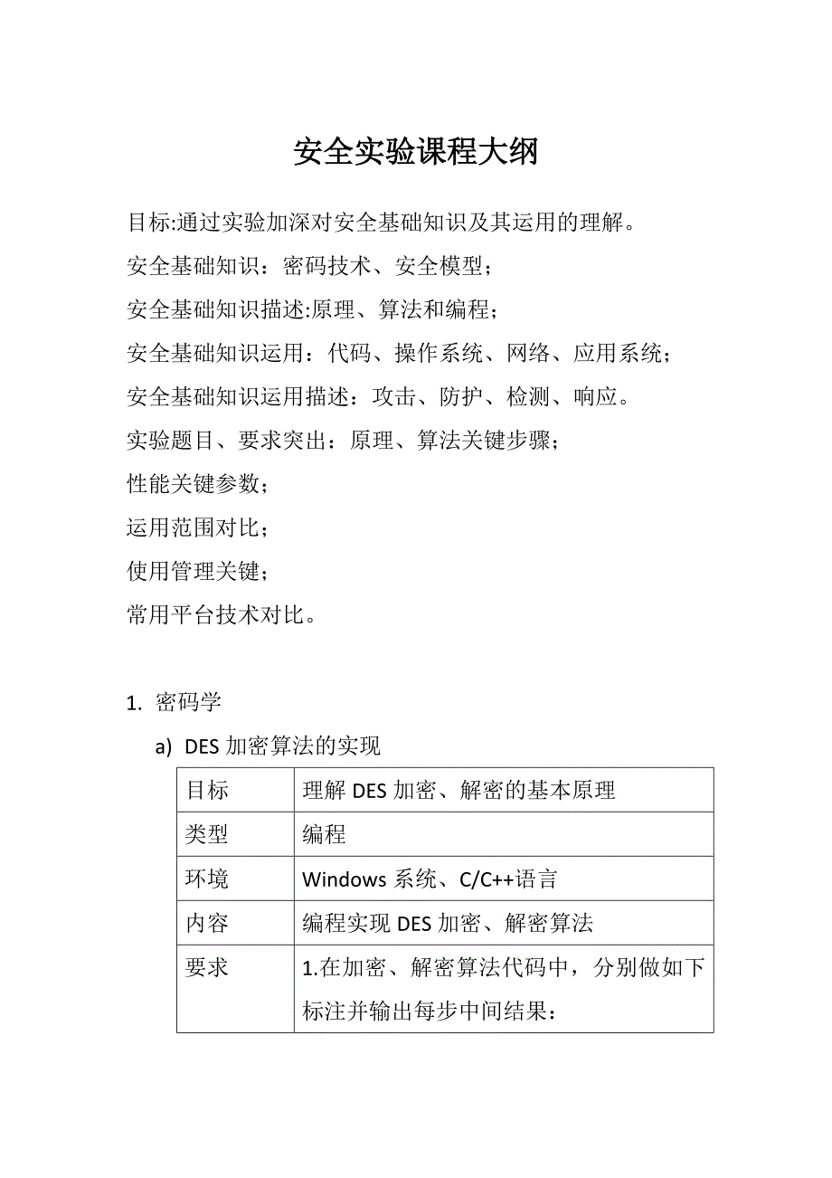 安全实验课程大纲 - 南京大学计算机科学与技术系_第1页