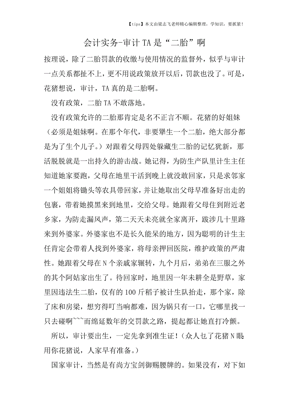 会计干货之审计TA是“二胎”啊.doc_第1页