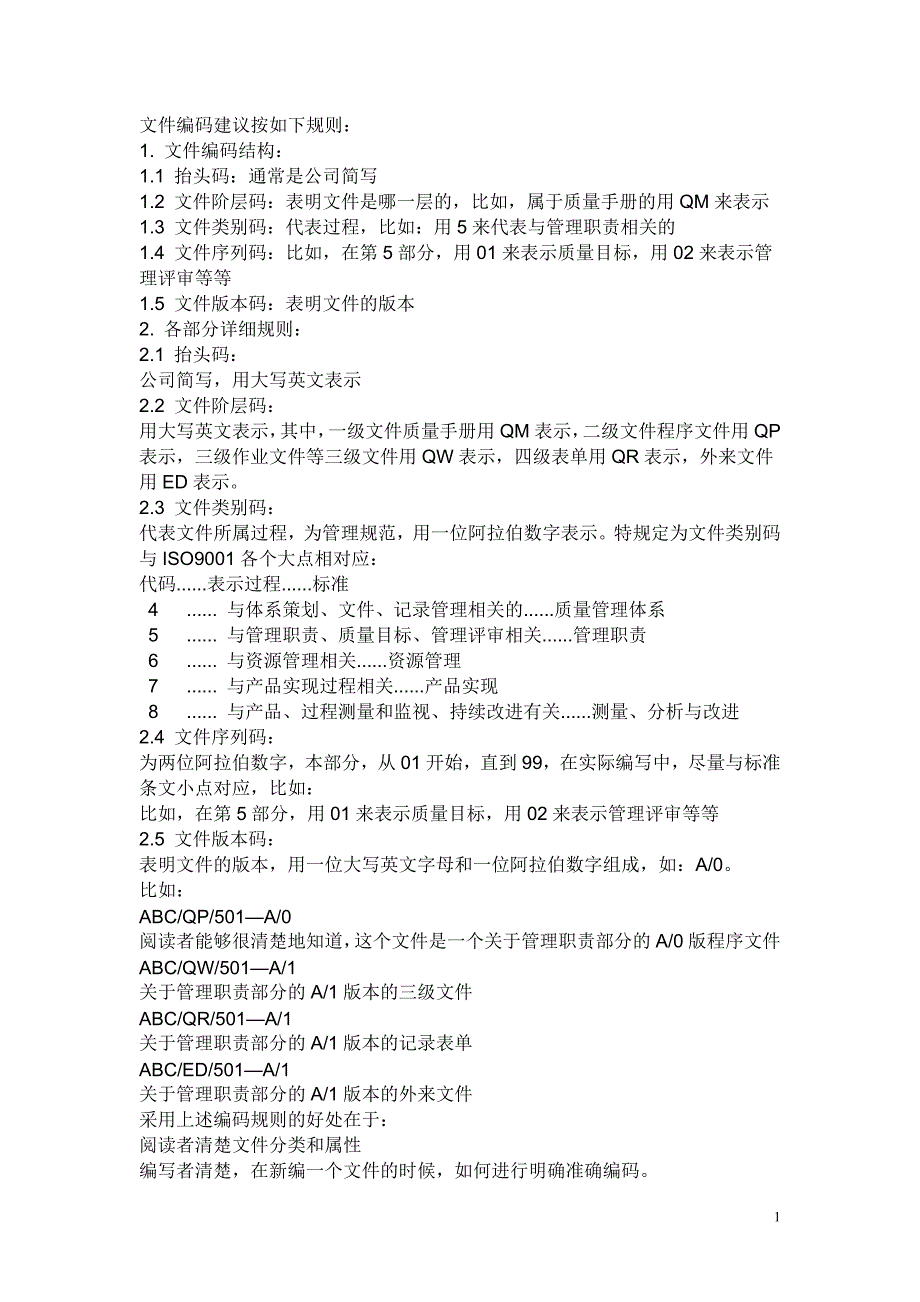 企业文件编码规则及部门代码_第1页