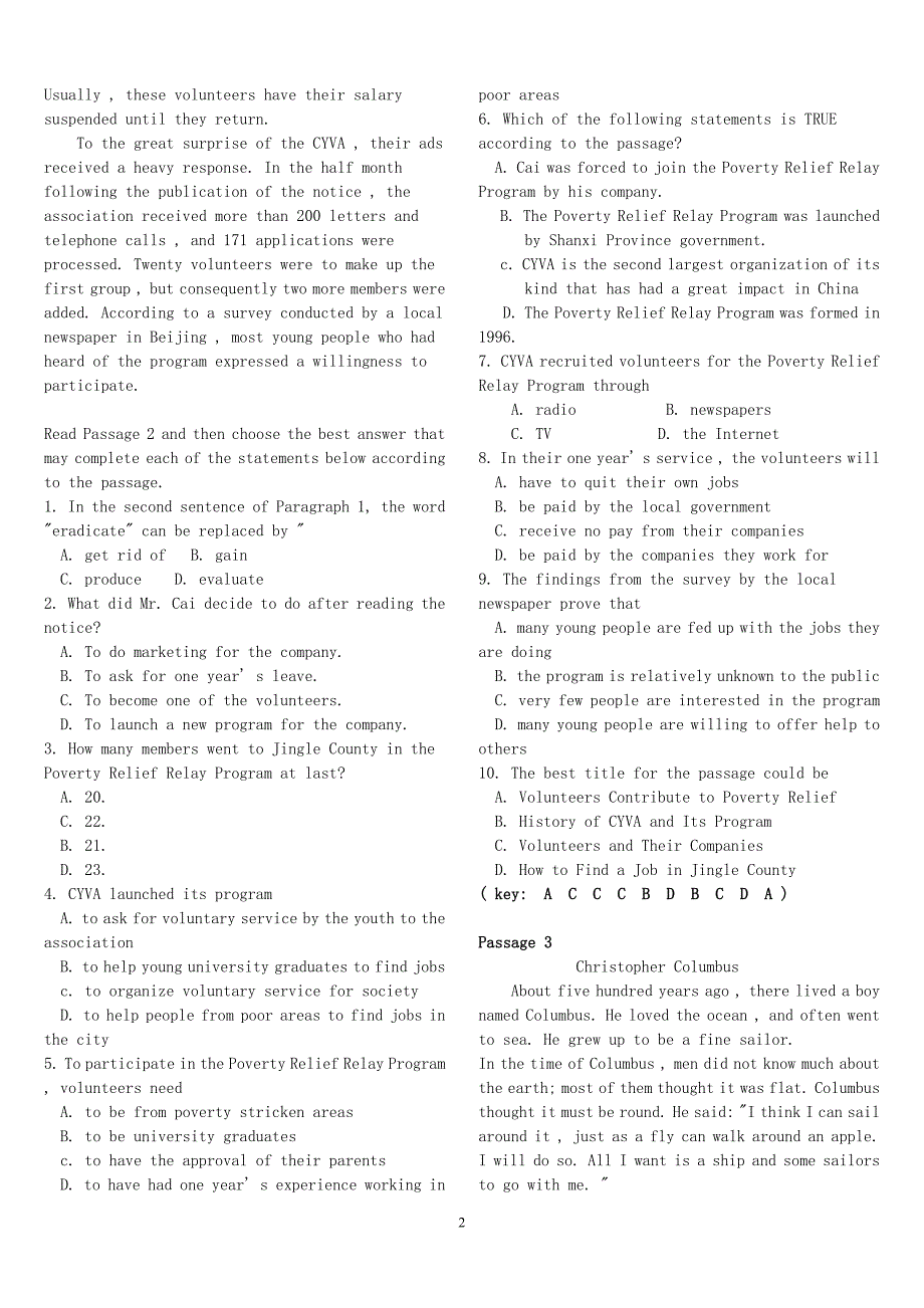 电大英语阅读（专）复习资料_第2页