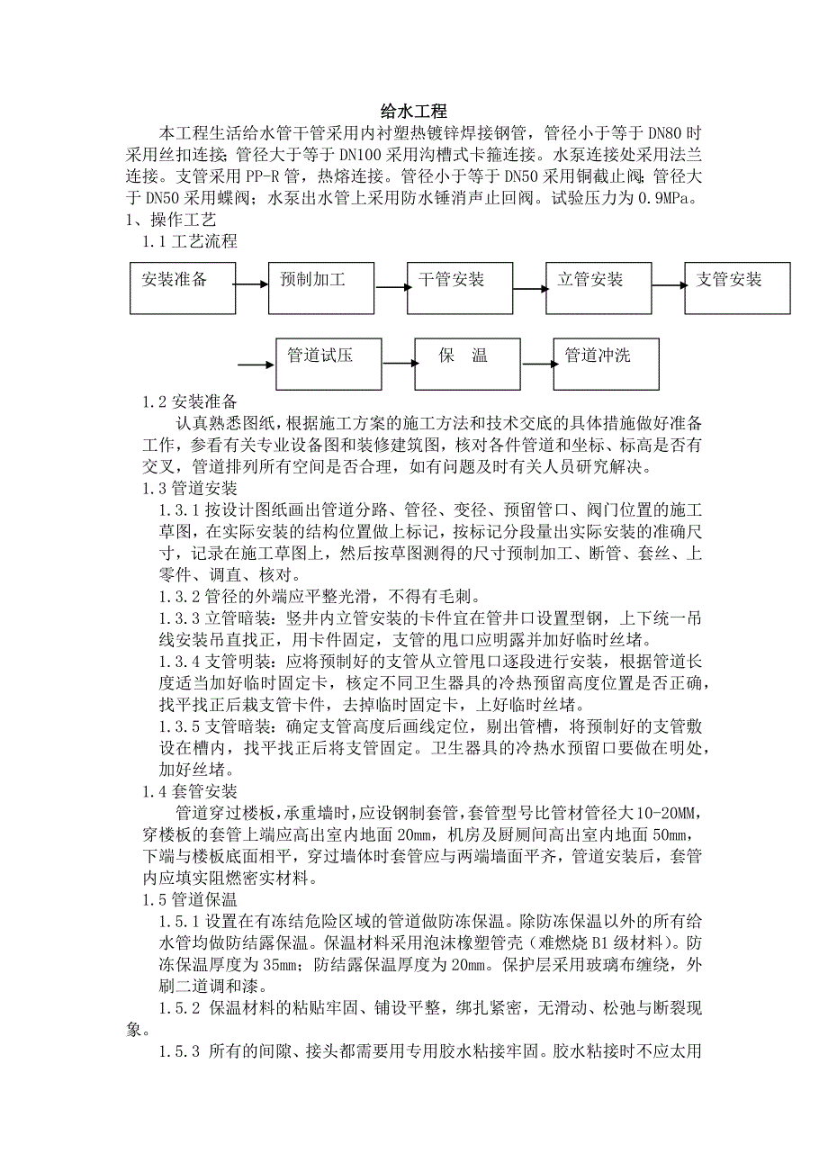 给水系统 内衬塑热镀锌焊接钢管 施工工艺 (2).docx_第1页