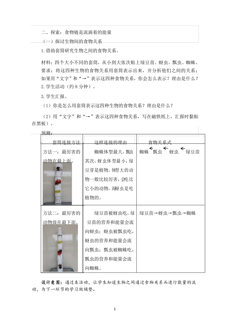 2021年新教科版五年级科学下册1.6《食物链与食物网》教学设计_第3页