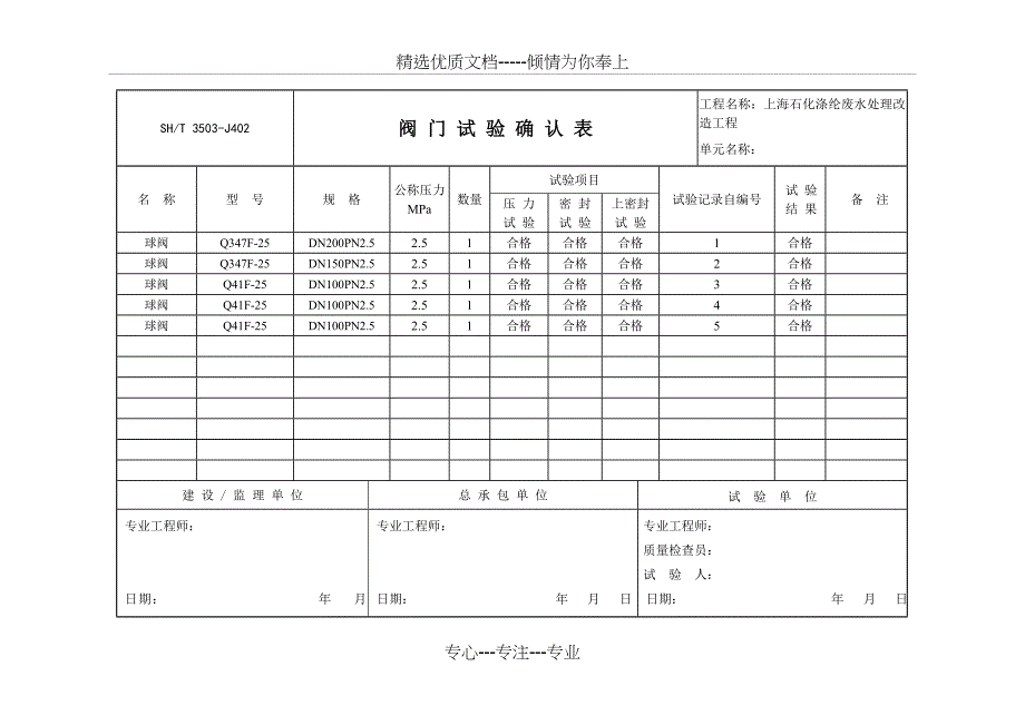 阀门试验确认表_第1页