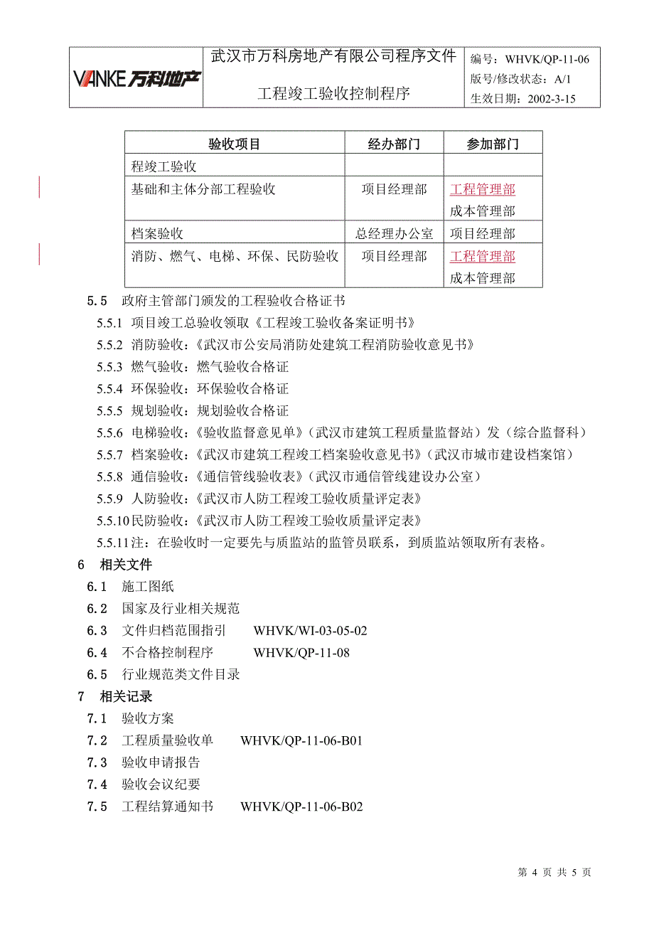 WHVK-QP-11-06工程竣工验收控制程序_第4页