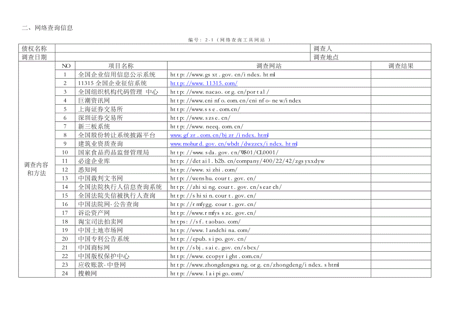 不良资产收购项目尽职调查工作底稿表_第3页