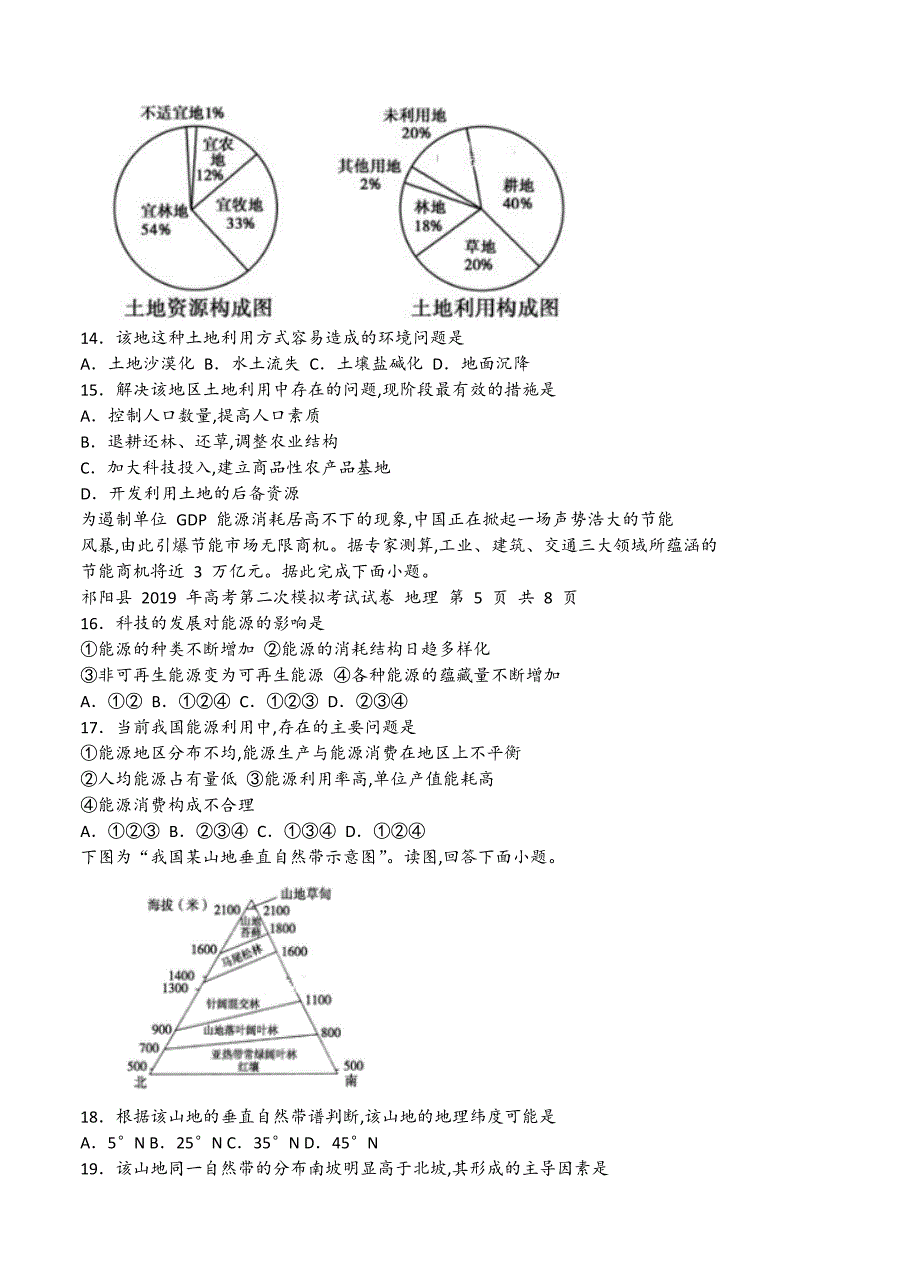 精编湖南省永州市祁阳县高三上学期第二次模拟考试地理试卷Word版含答案_第4页