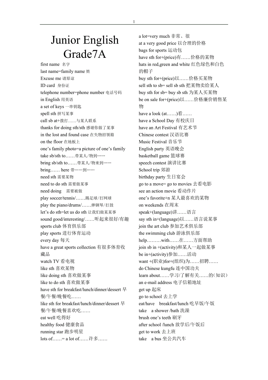 初中新目标英语短语总结_第1页