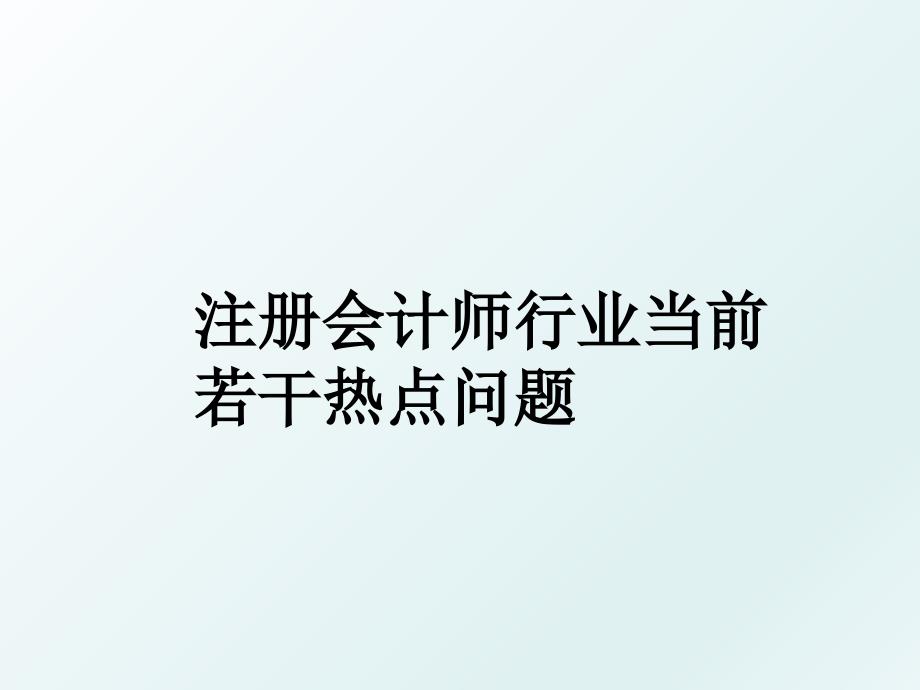 注册会计师行业当前若干热点问题_第1页