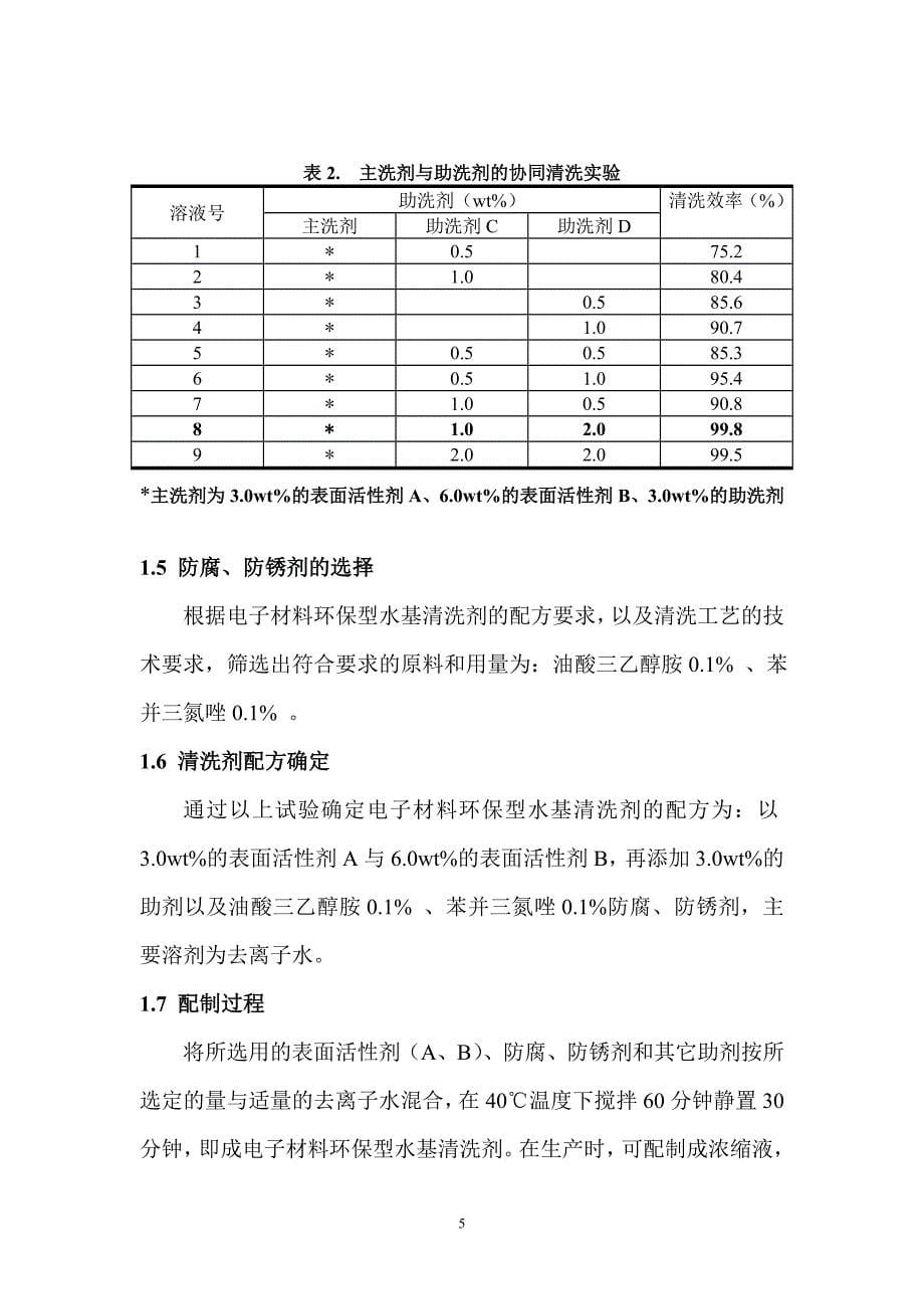 电子材料环保型水基清洗剂的研制_第5页