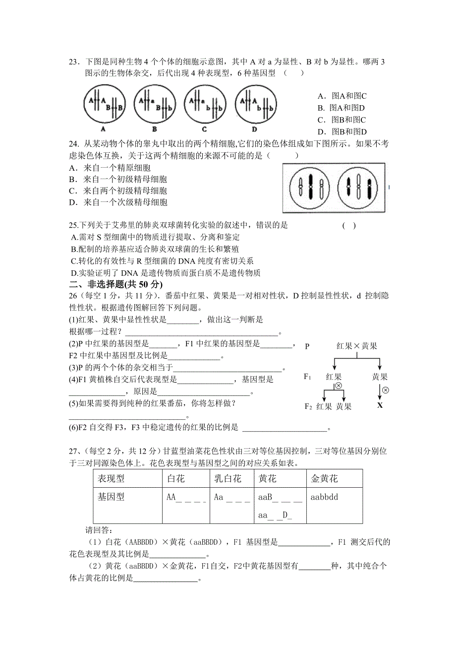 14年期中考试[高一生物]（彭敏）.doc_第3页