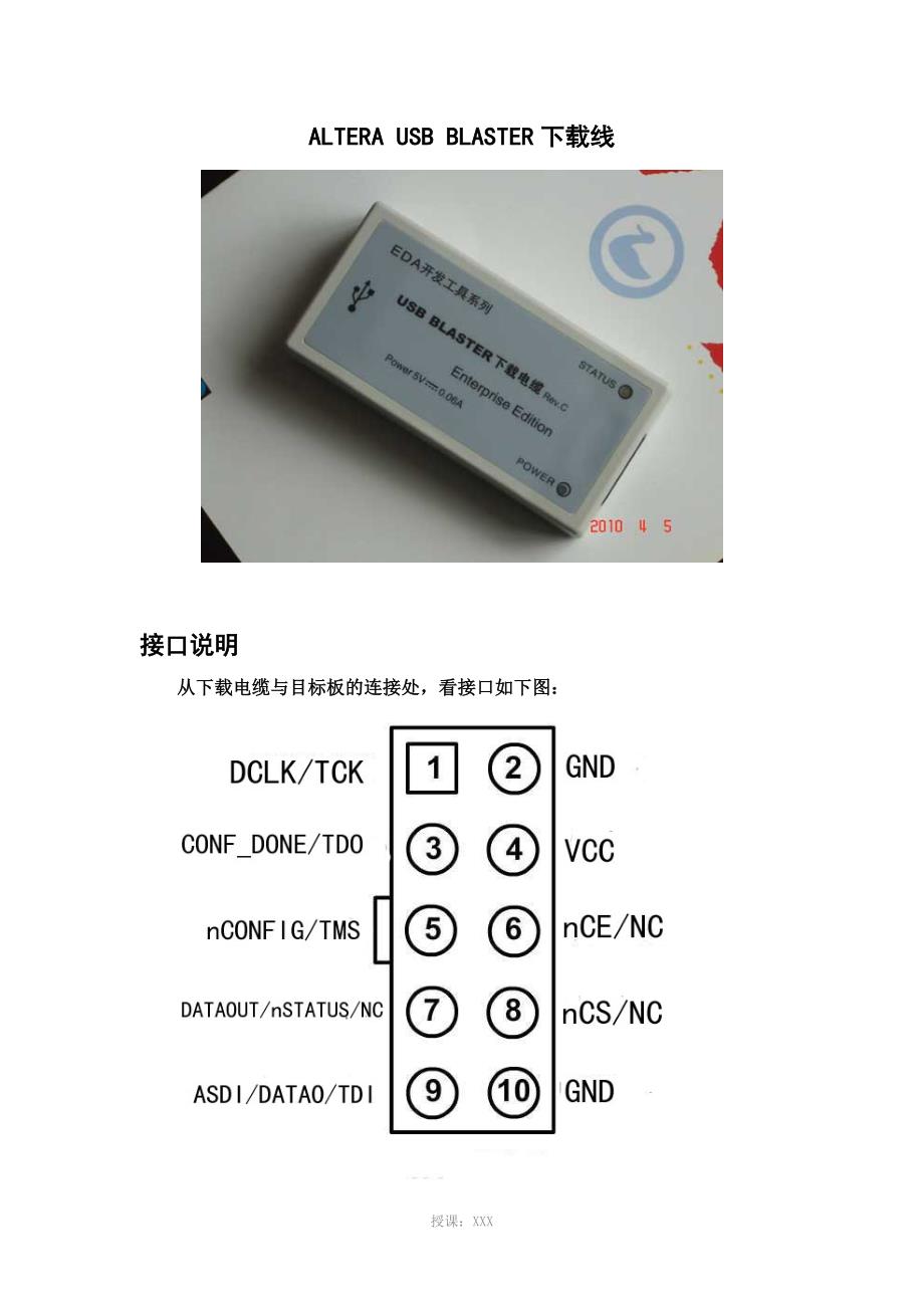 ALTERA--USB下载线接口说明_第1页