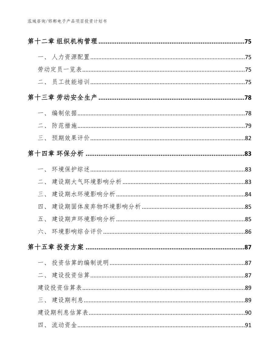 邯郸电子产品项目投资计划书_参考模板_第5页