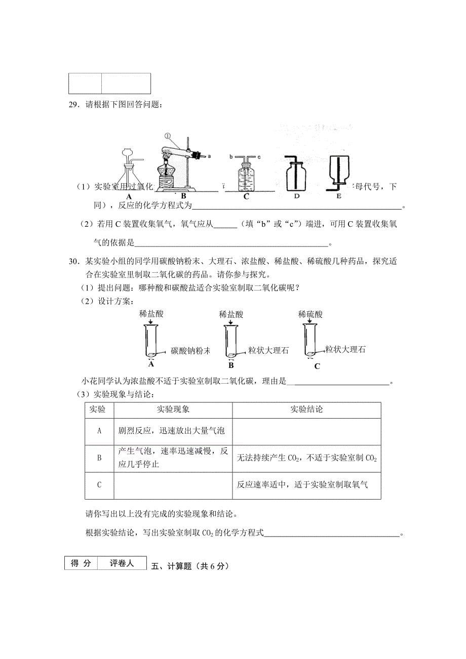 初中化学中考模拟测试_第5页