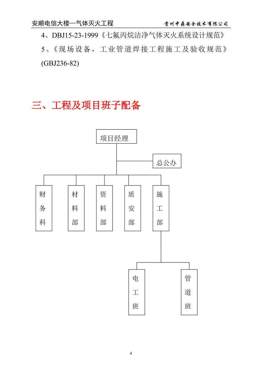 七氟丙烷气体灭火控制系统消防工程施工组织设计_第4页