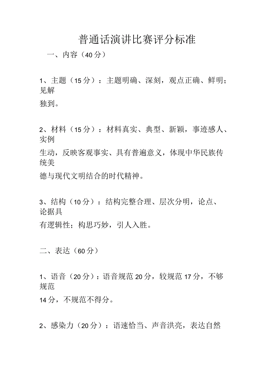 普通话演讲比赛评分标准_第1页