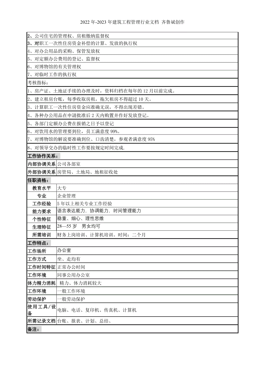 某啤酒企业分厂后勤管理岗岗位说明书_第2页