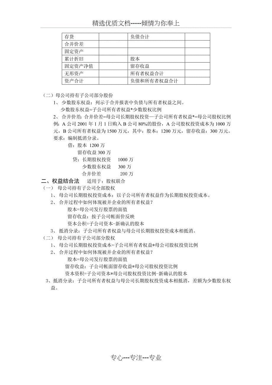 合并会计报表—股权取得日的合并会计报表_第5页