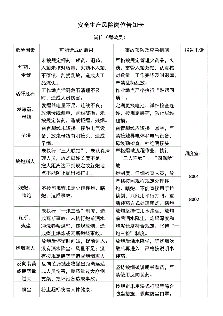 安全生产风险岗位告知卡岗位工_第4页