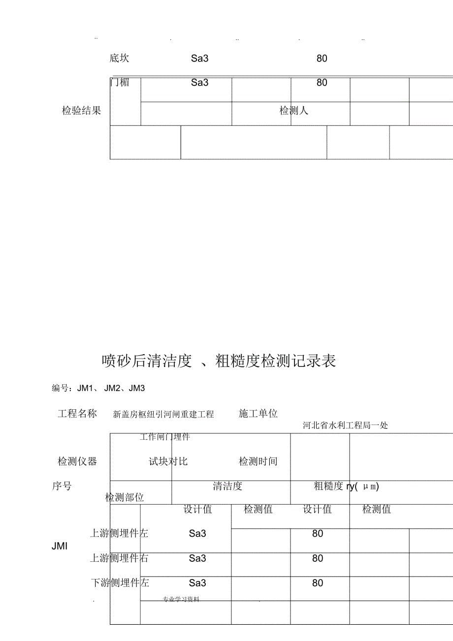 表面防腐蚀涂层厚度检测记录表_第5页