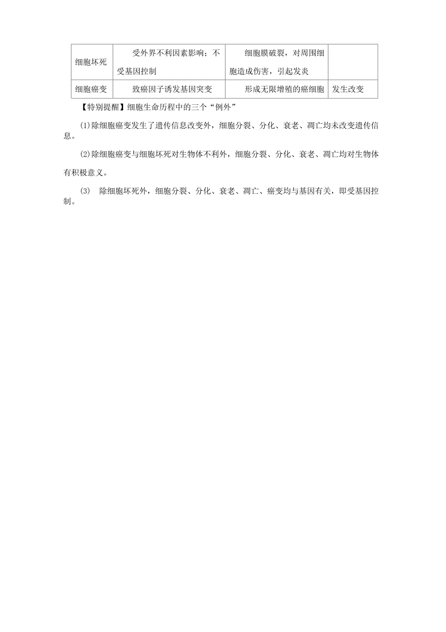 细胞的分化、衰老、凋亡和癌变 知识点总结与重难点_第4页