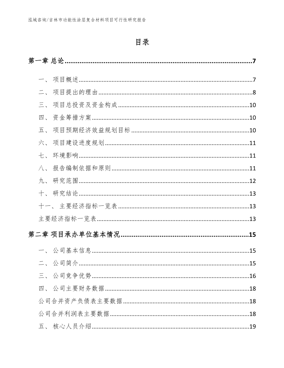 吉林市功能性涂层复合材料项目可行性研究报告模板_第1页