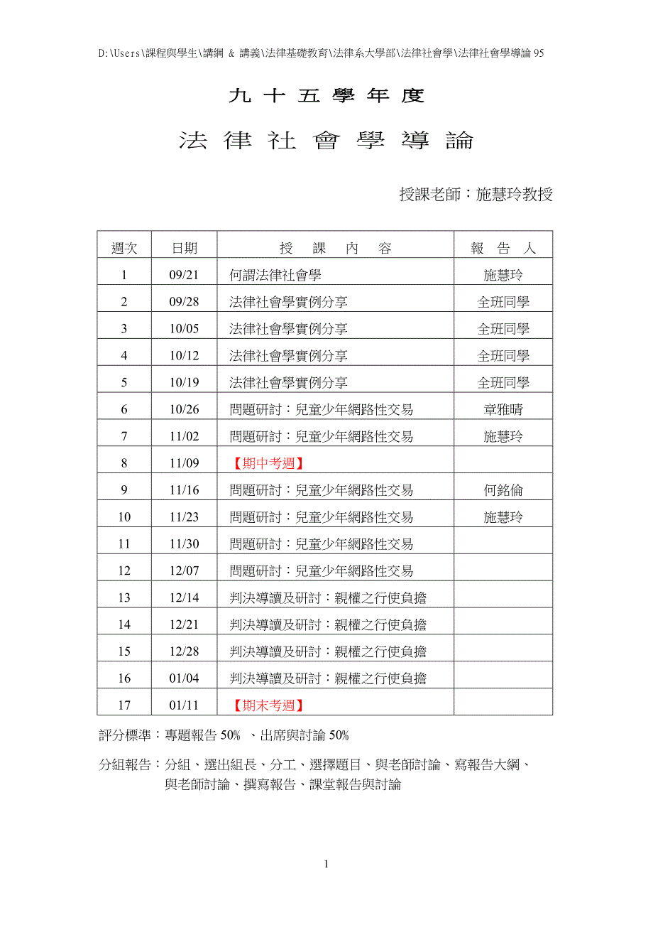 九十五学年度法律社会学导论_第1页