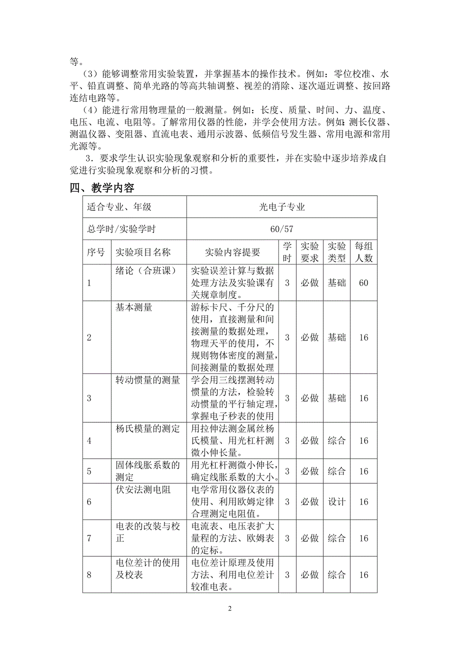 基础物理实验大纲60学时_第2页