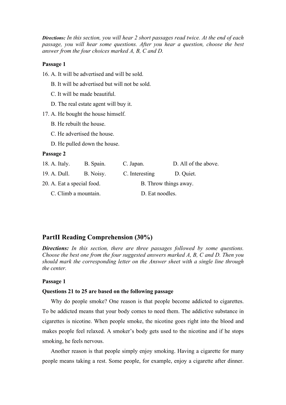 大学英语期末考试卷(体育艺术)_第4页