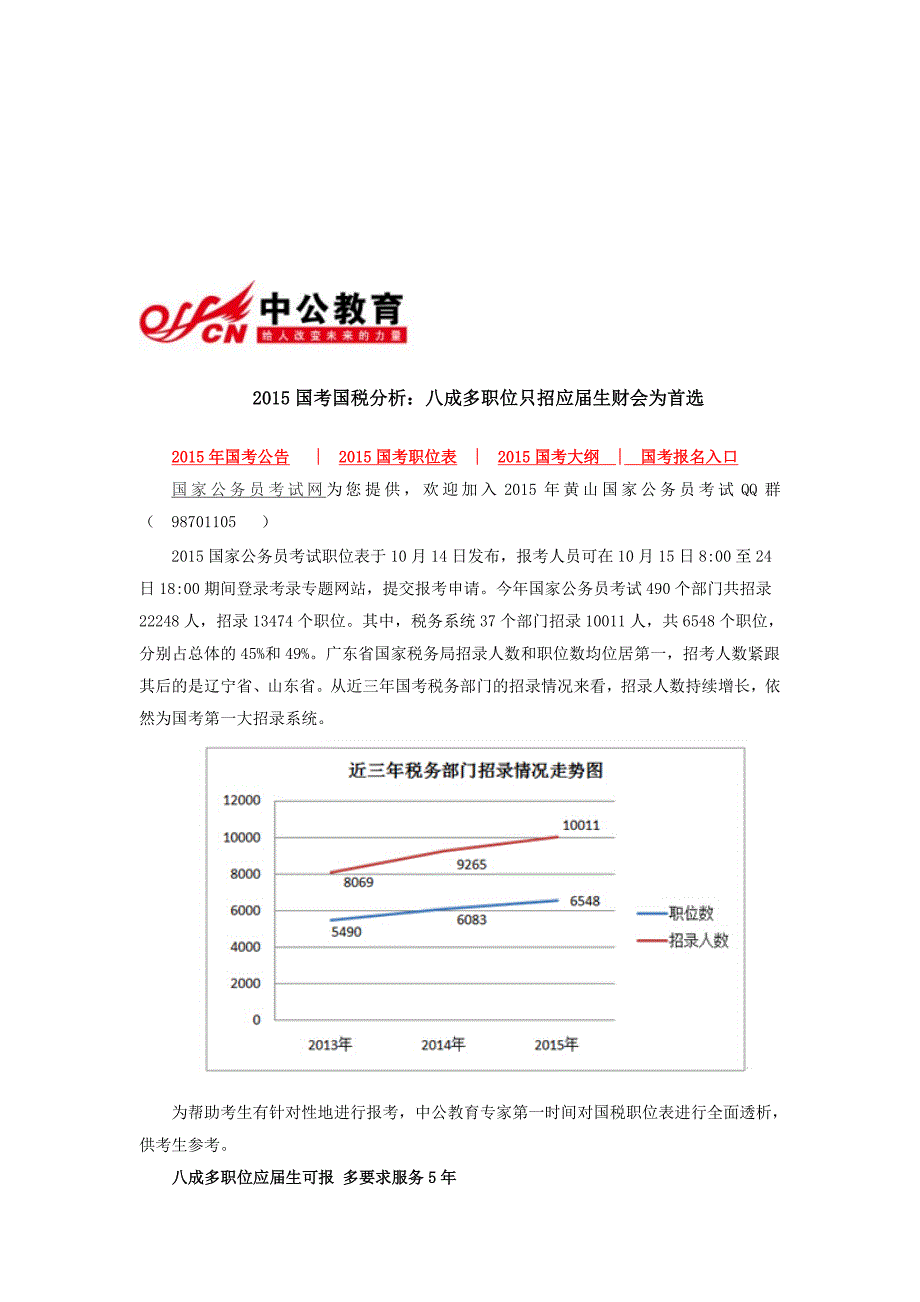 2015国考专业专项国税分析：八成多职位只招应届生财会为首选专业.doc_第1页