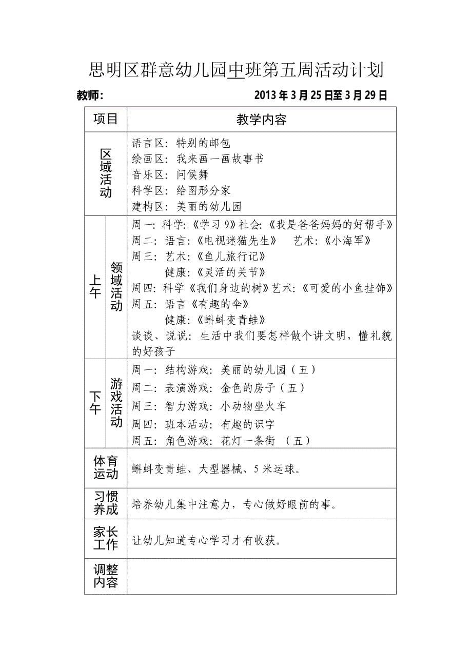 思明区群意幼儿园中班第一周活动计划_第5页