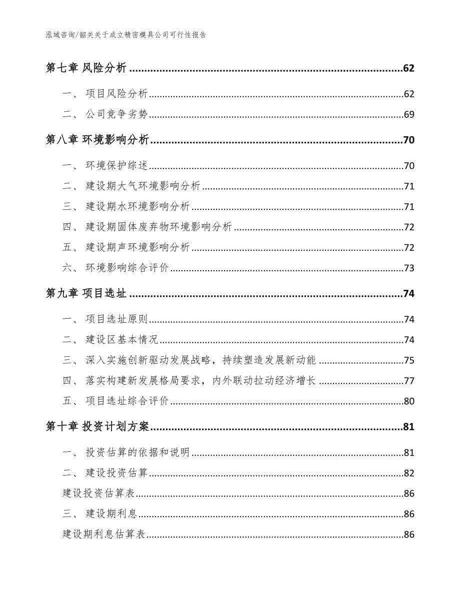 韶关关于成立精密模具公司可行性报告模板参考_第5页