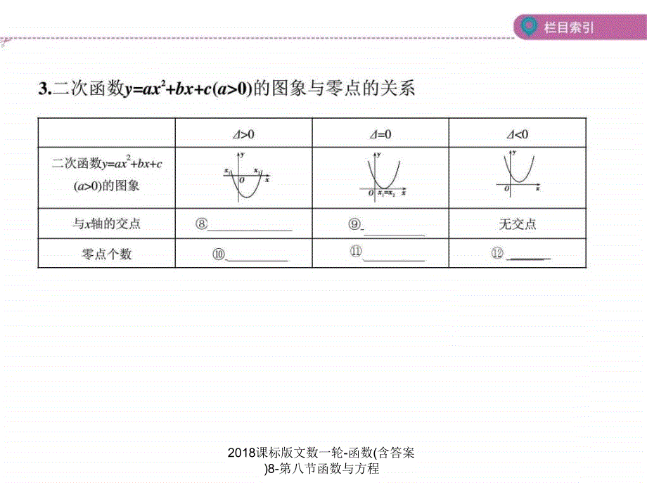 课标版文数一轮函数含答案8第八节函数与方程课件_第3页