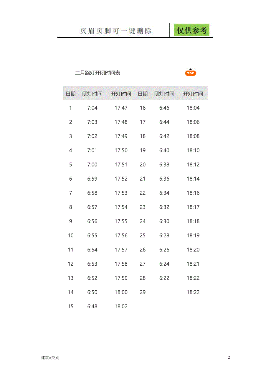 路灯开启时间实用材料_第2页