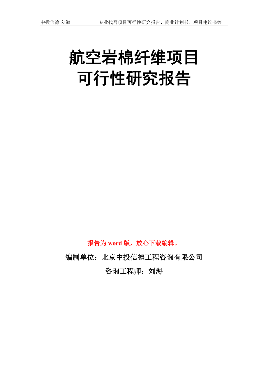 航空岩棉纤维项目可行性研究报告写作模板_第1页