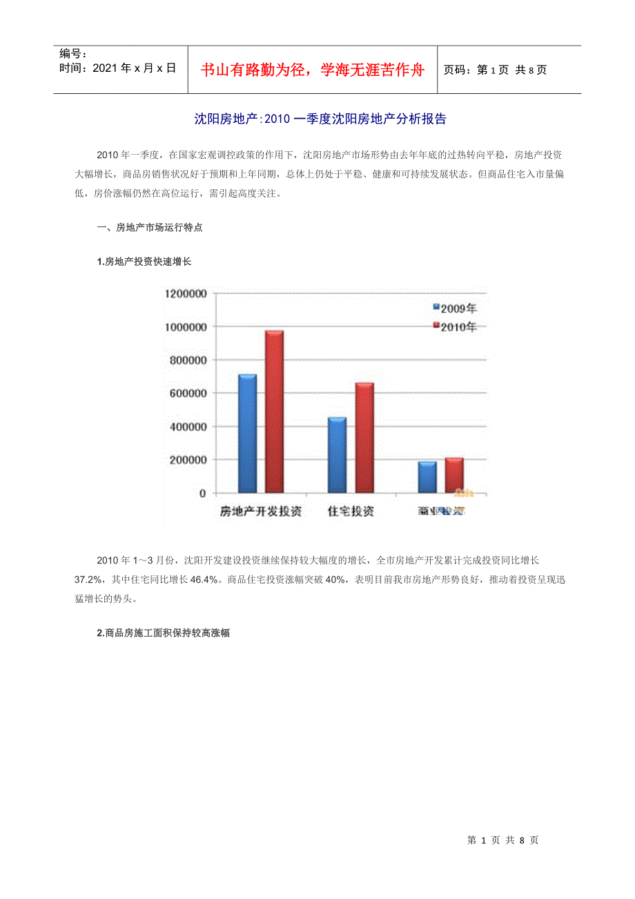 XXXX年初沈阳房地产分析_第1页