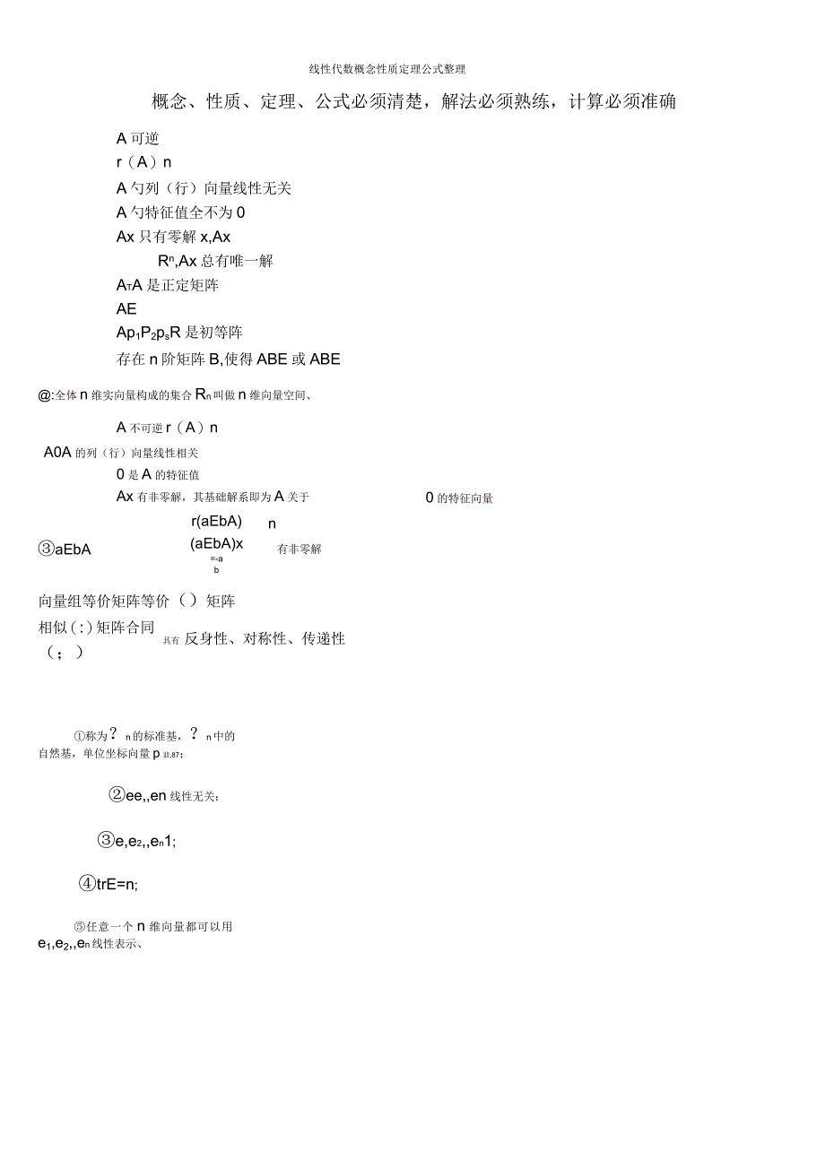 线性代数概念性质定理公式整理_第1页