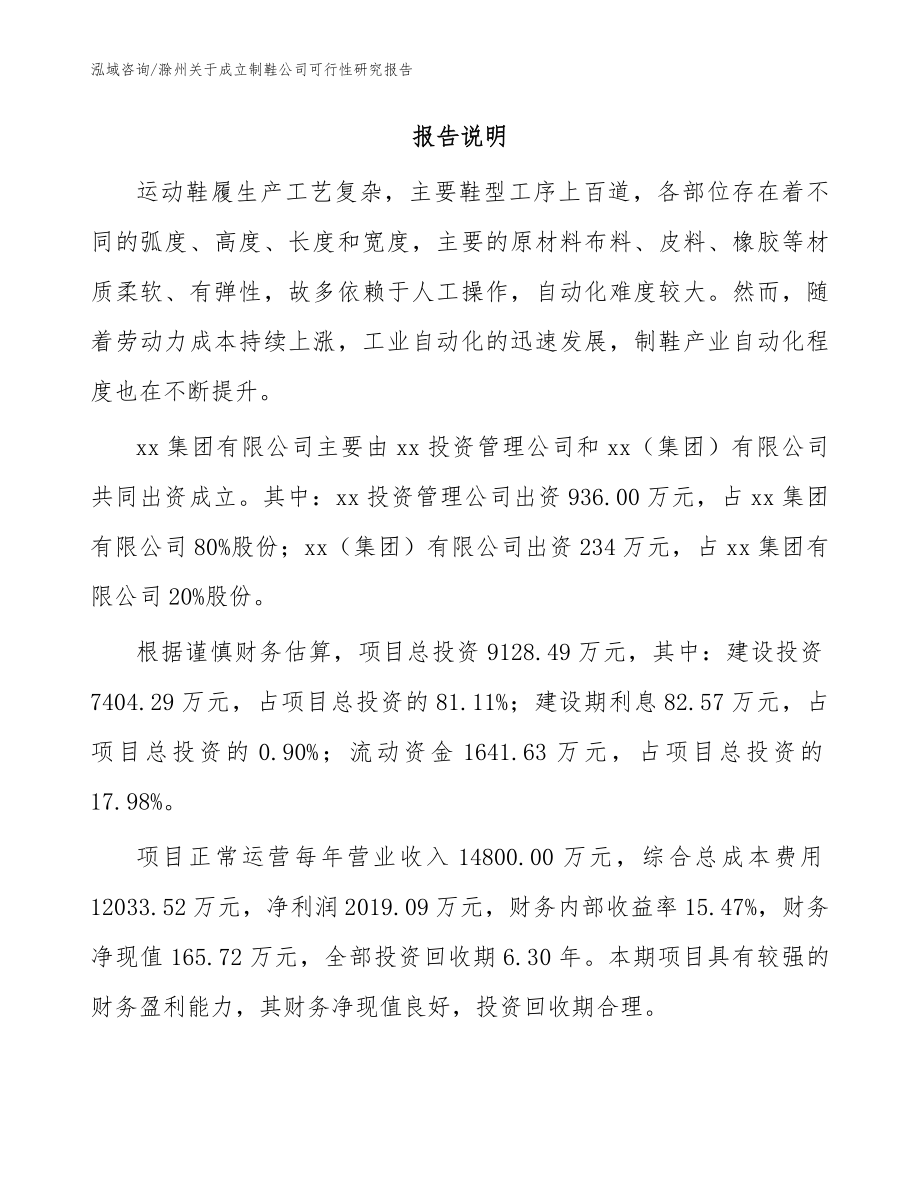 滁州关于成立制鞋公司可行性研究报告【范文】_第2页