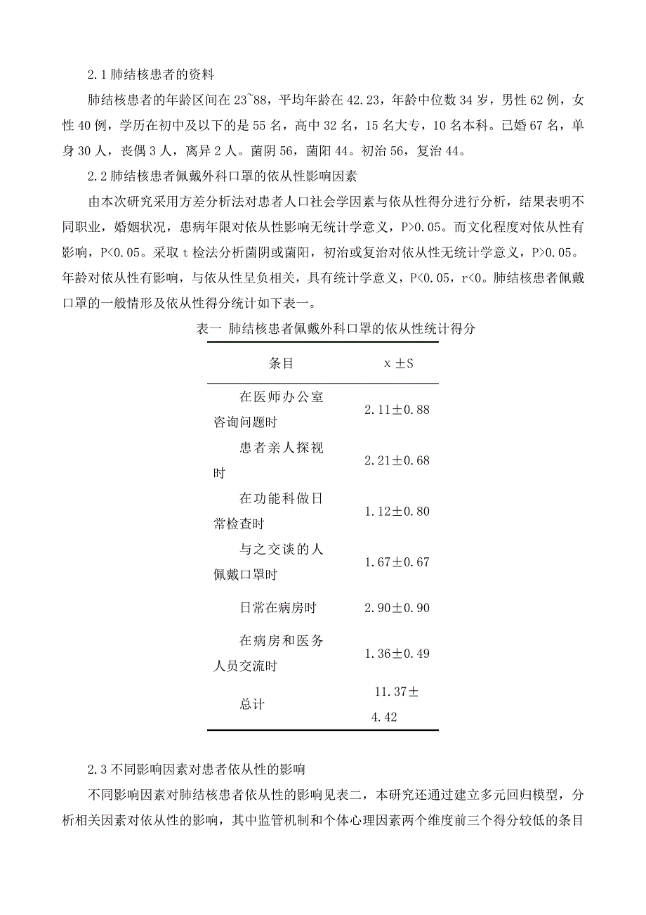 肺结核患者佩戴口罩的依从性及其影响因素的调查.doc_第3页