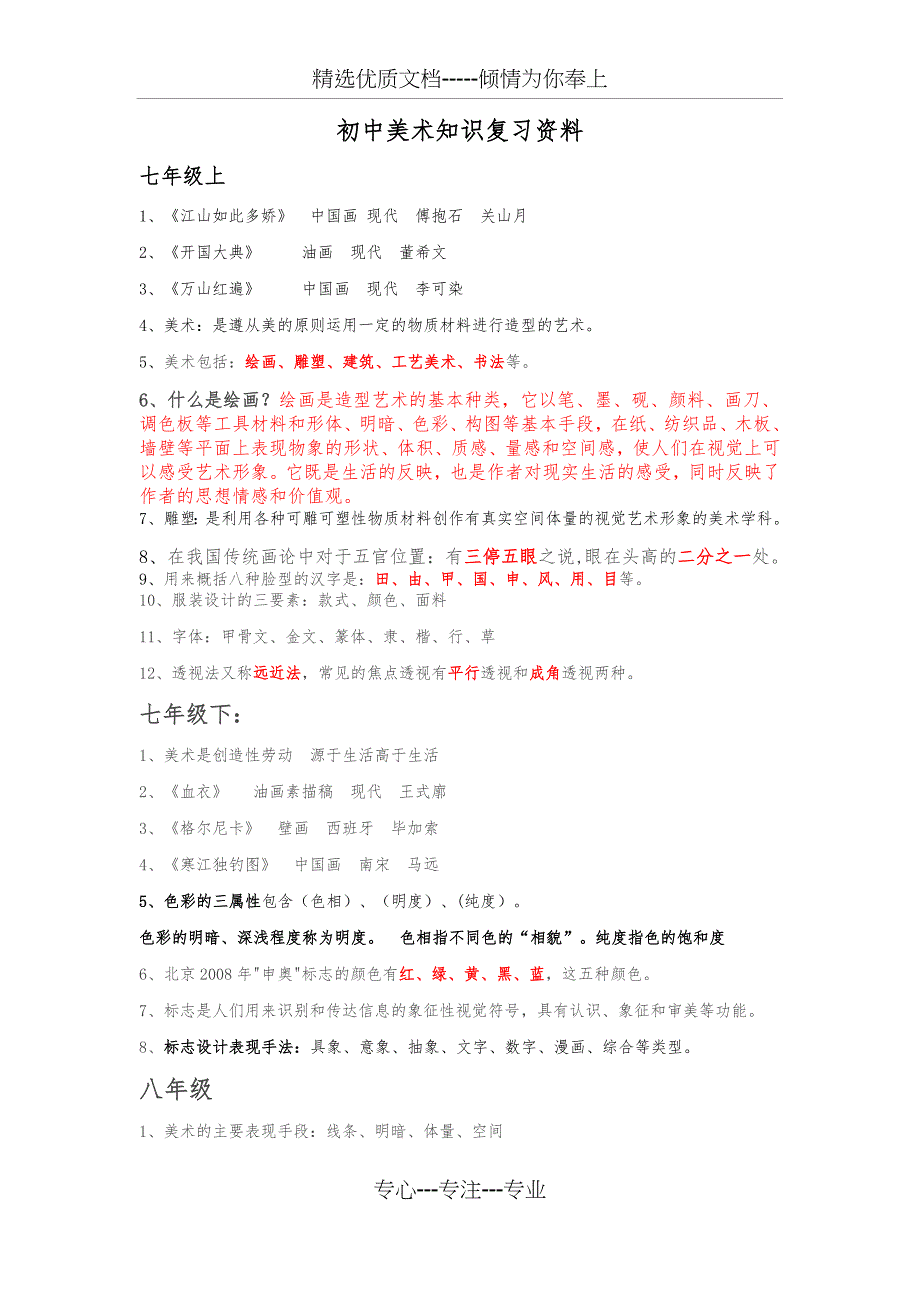 人教版美术测评知识点整理_第1页