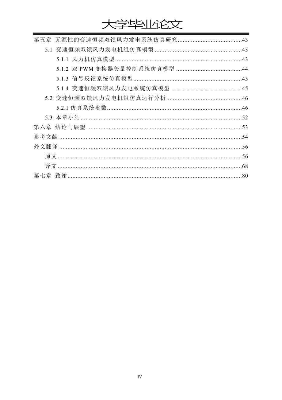 无源性的变速恒频双馈风力发电机控制仿真研究毕业设计(论文)_第5页