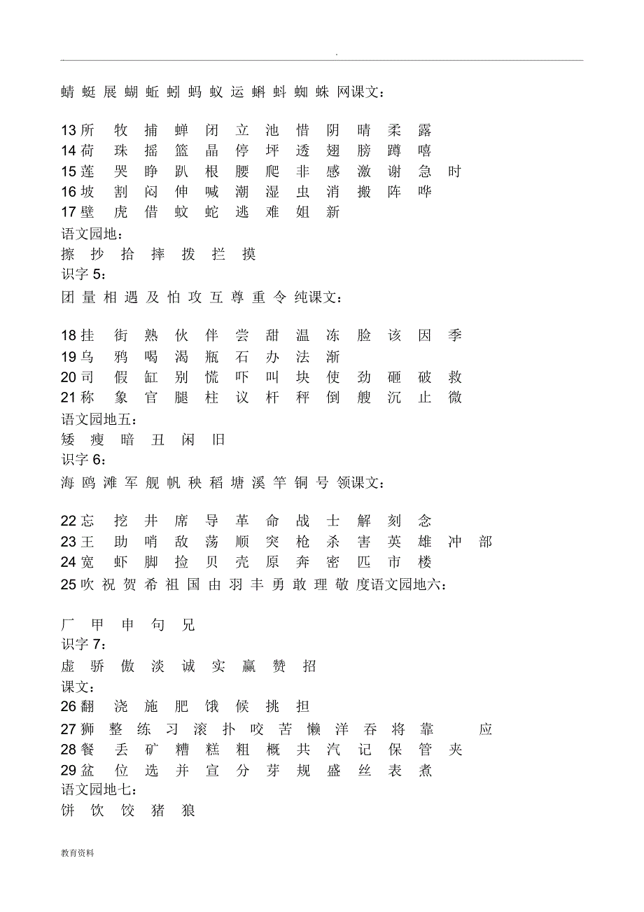 新课标小学语文生字表一汇总表全部一至十二册_第3页