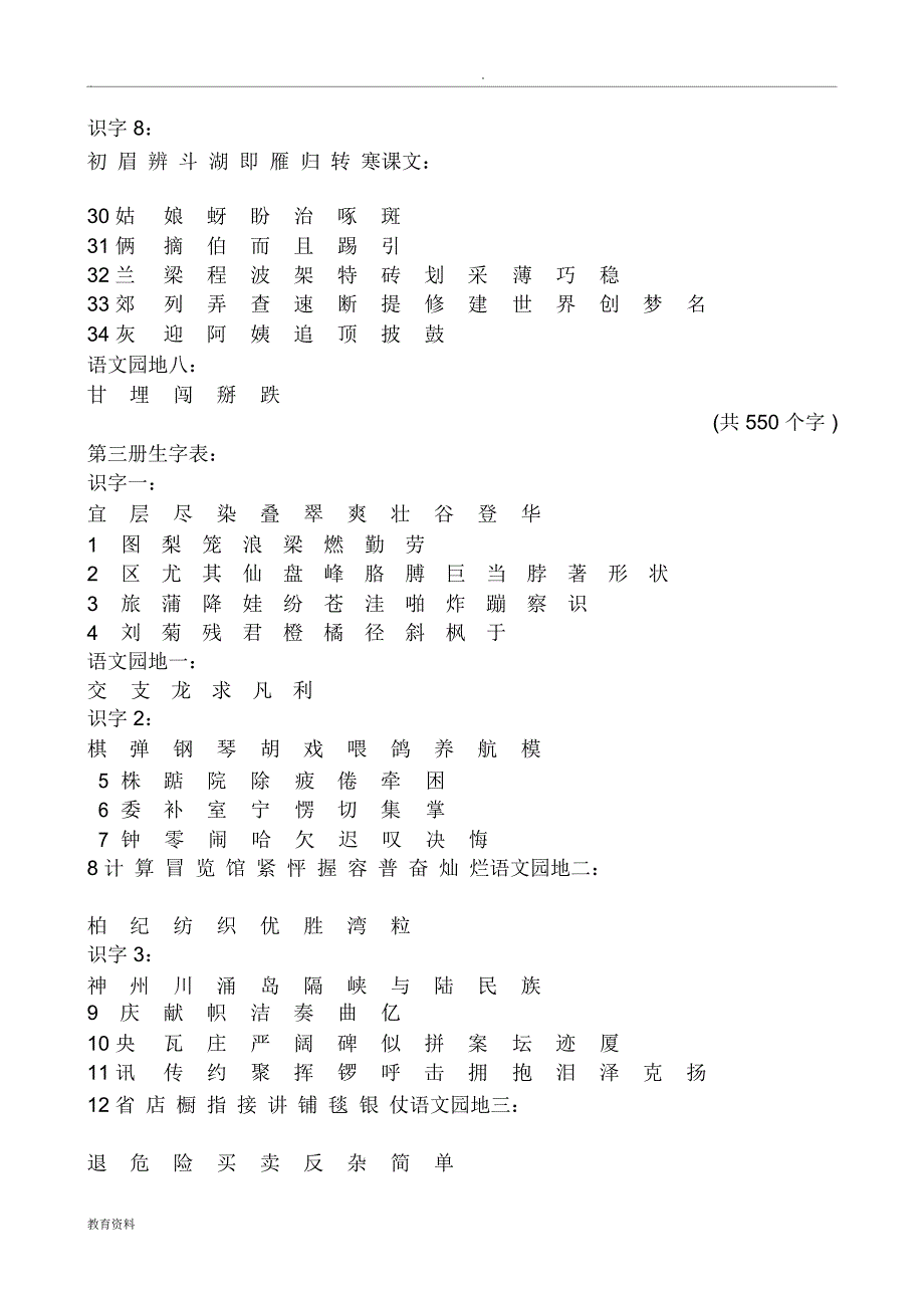 新课标小学语文生字表一汇总表全部一至十二册_第4页