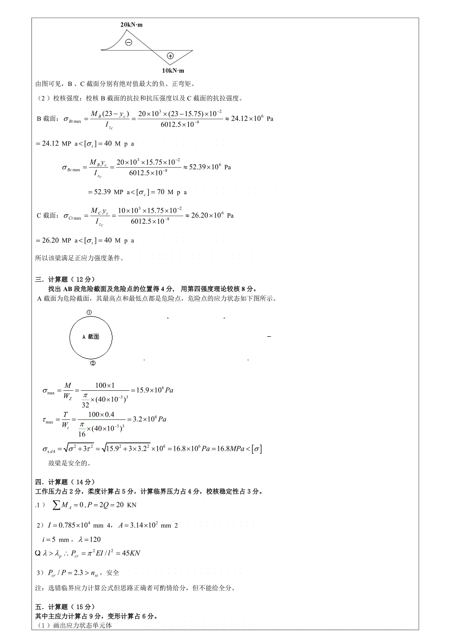 材料力学经典试题_第5页